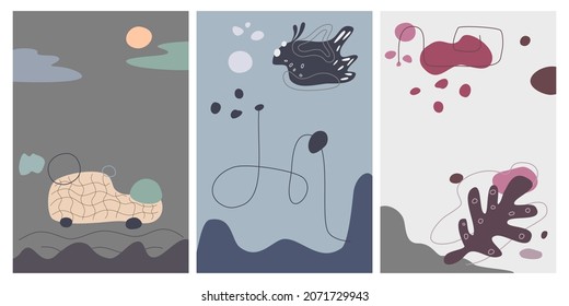 abstract background set Designed with various geometric shapes in doodle style for backgrounds, web designs, covers designs, digital paper, templates, cards, banners, templates, posters  and more.