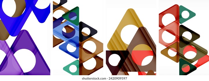 Abstract background set featuring captivating triangles. Harmonious blend of geometry and style, these designs bring modern flair