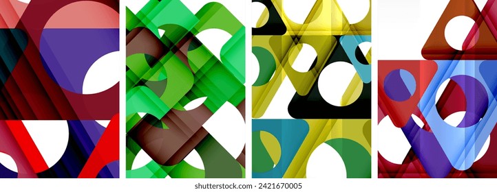 Abstract background set featuring captivating triangles. Harmonious blend of geometry and style, these designs bring modern flair