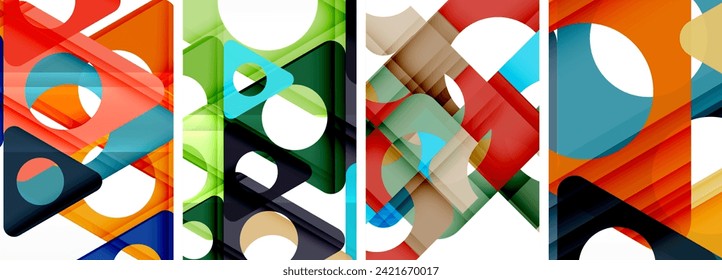 Abstract background set featuring captivating triangles. Harmonious blend of geometry and style, these designs bring modern flair