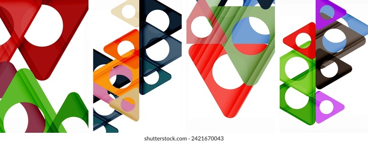Abstract background set featuring captivating triangles. Harmonious blend of geometry and style, these designs bring modern flair