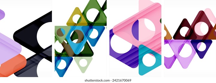 Abstract background set featuring captivating triangles. Harmonious blend of geometry and style, these designs bring modern flair