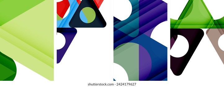 Abstract background set featuring captivating triangles. Harmonious blend of geometry and style, these designs bring modern flair