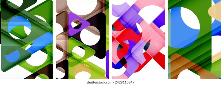 Abstract background set featuring captivating triangles. Harmonious blend of geometry and style, these designs bring modern flair