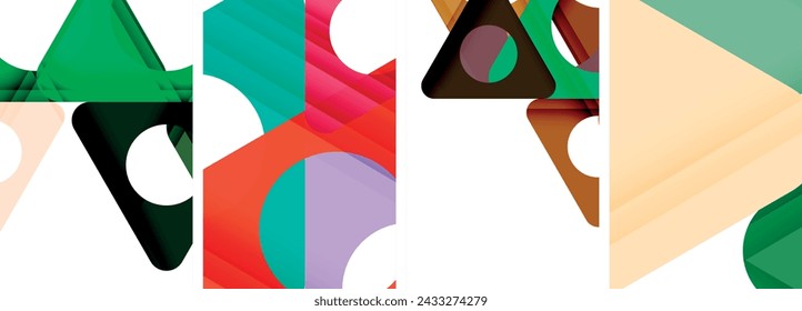 Abstract background set featuring captivating triangles. Harmonious blend of geometry and style, these designs bring modern flair