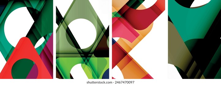 Abstract background set featuring captivating triangles. Harmonious blend of geometry and style, these designs bring modern flair