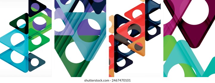Abstract background set featuring captivating triangles. Harmonious blend of geometry and style, these designs bring modern flair