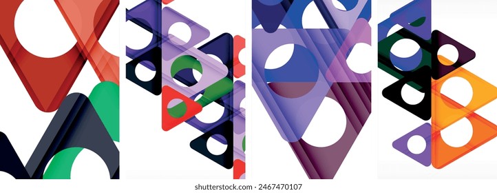 Abstract background set featuring captivating triangles. Harmonious blend of geometry and style, these designs bring modern flair