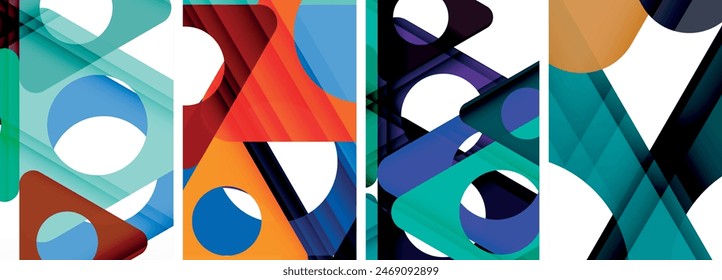 Abstract background set featuring captivating triangles. Harmonious blend of geometry and style, these designs bring modern flair