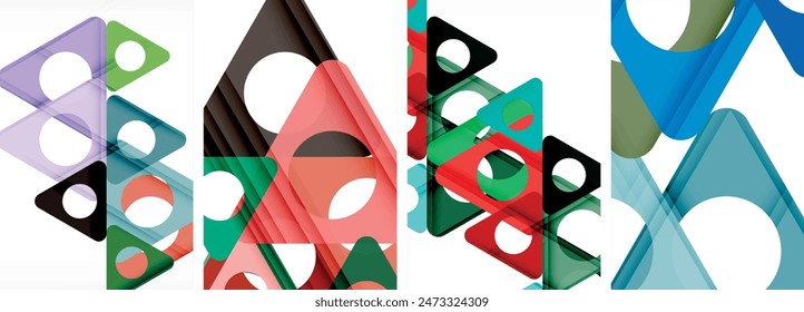 Abstract background set featuring captivating triangles. Harmonious blend of geometry and style, these designs bring modern flair