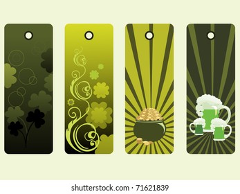 abstract background with set of four patrick day tag, vector illustration