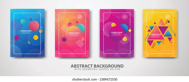 Abstract background set with geometric shapes vector for cover, poster, flayer, annual report and other users.