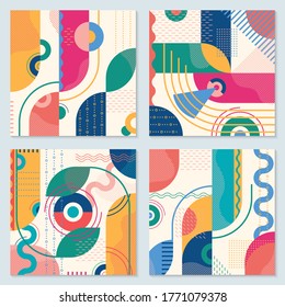 Conjunto de fondo abstracto con formas geométricas. Diseño moderno de patrones. Plantilla para afiches, pancartas, portada. Ilustración vectorial colorida.