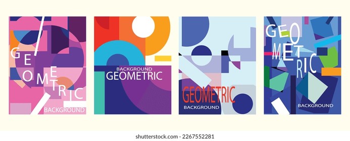 Abstract background set with geometric and shapes colorful vector illustration. Modern design for poster, template, cover, cards and prints.