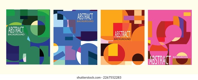 Abstract background set with geometric and shapes colorful vector illustration. Modern design for poster, template, cover, cards and prints.