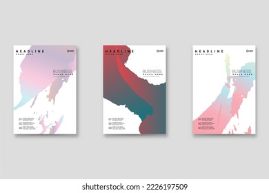 Abstract background set, grunge texture. Minimalistic art, brush strokes style. Design for card, brochure, banner idea, book cover, booklet print, flyer sheet a4. Collage page, web header template.