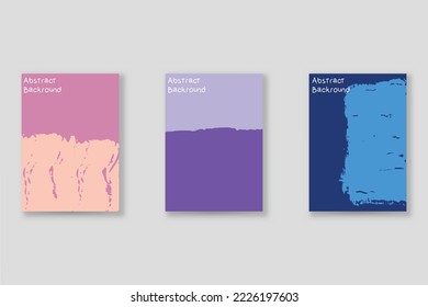 Abstract background set, grunge texture. Minimalistic art, brush strokes style. Design for card, brochure, banner idea, book cover, booklet print, flyer sheet a4. Collage page, web header template.