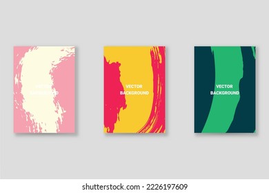 Abstract background set, grunge texture. Minimalistic art, brush strokes style. Design for card, brochure, banner idea, book cover, booklet print, flyer sheet a4. Collage page, web header template.