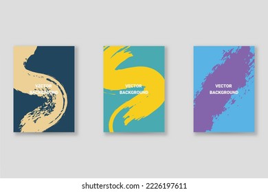 Abstract background set, grunge texture. Minimalistic art, brush strokes style. Design for card, brochure, banner idea, book cover, booklet print, flyer sheet a4. Collage page, web header template.