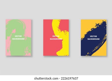 Abstract background set, grunge texture. Minimalistic art, brush strokes style. Design for card, brochure, banner idea, book cover, booklet print, flyer sheet a4. Collage page, web header template.