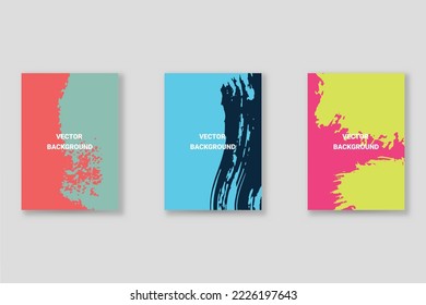 Abstract background set, grunge texture. Minimalistic art, brush strokes style. Design for card, brochure, banner idea, book cover, booklet print, flyer sheet a4. Collage page, web header template.