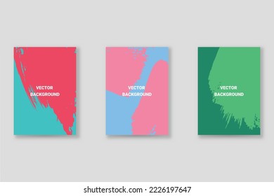 Abstract background set, grunge texture. Minimalistic art, brush strokes style. Design for card, brochure, banner idea, book cover, booklet print, flyer sheet a4. Collage page, web header template.