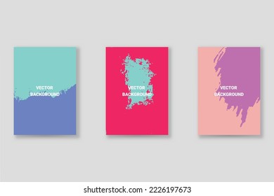 Abstract background set, grunge texture. Minimalistic art, brush strokes style. Design for card, brochure, banner idea, book cover, booklet print, flyer sheet a4. Collage page, web header template.