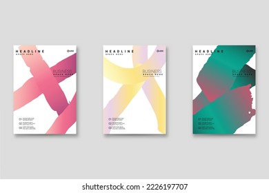 Abstract background set, grunge texture. Minimalistic art, brush strokes style. Design for card, brochure, banner idea, book cover, booklet print, flyer sheet a4. Collage page, web header template.