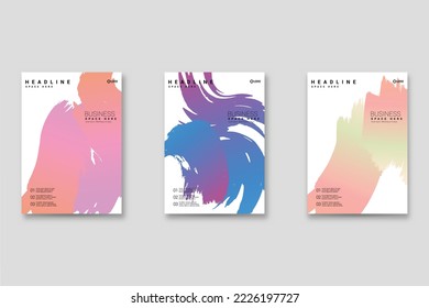 Abstract background set, grunge texture. Minimalistic art, brush strokes style. Design for card, brochure, banner idea, book cover, booklet print, flyer sheet a4. Collage page, web header template.