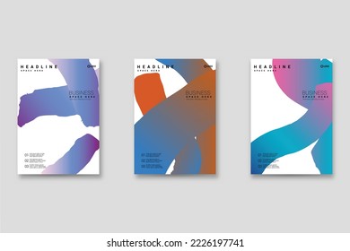 Abstract background set, grunge texture. Minimalistic art, brush strokes style. Design for card, brochure, banner idea, book cover, booklet print, flyer sheet a4. Collage page, web header template.
