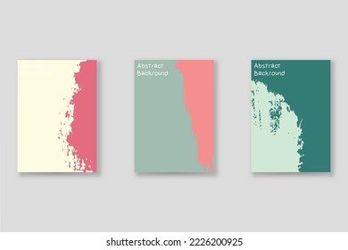 Abstract background set, grunge texture. Minimalistic art, brush strokes style. Design for card, brochure, banner idea, book cover, booklet print, flyer sheet a4. Collage page, web header template.