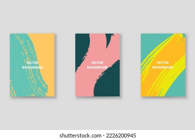 Abstract background set, grunge texture. Minimalistic art, brush strokes style. Design for card, brochure, banner idea, book cover, booklet print, flyer sheet a4. Collage page, web header template.