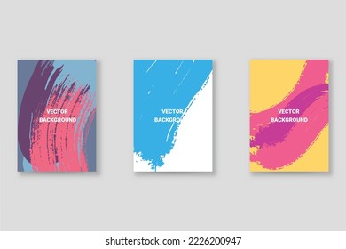 Abstract background set, grunge texture. Minimalistic art, brush strokes style. Design for card, brochure, banner idea, book cover, booklet print, flyer sheet a4. Collage page, web header template.