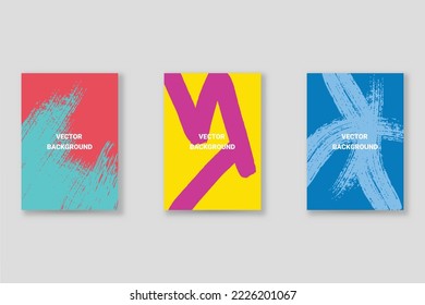 Abstract background set, grunge texture. Minimalistic art, brush strokes style. Design for card, brochure, banner idea, book cover, booklet print, flyer sheet a4. Collage page, web header template.