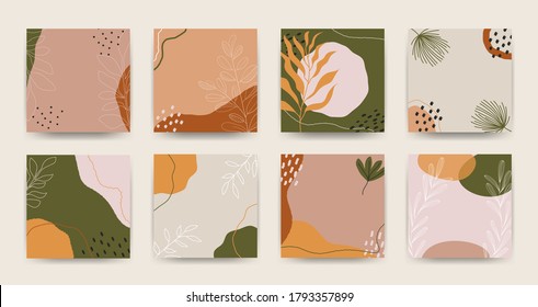 Conjunto de fondo abstracto. Los doodles dibujados a mano forman formas orgánicas de estilo contemporáneo, collages a la moda. Ilustración vectorial moderna.