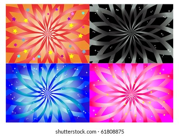  abstract background set with lights and stars. vector illustration.
