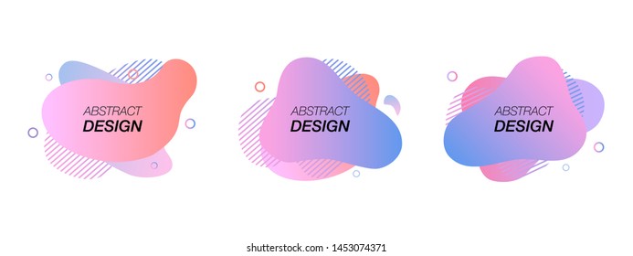 Abstract background. Set of liquid color  geometric shapes. Fluid gradient elements for minimal banner, logo, social, presentation, flyer, brochure,  template. Creative design. Vector illustration.