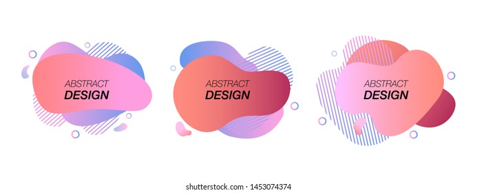 Abstract background. Set of liquid color  geometric shapes. Fluid gradient elements for minimal banner, logo, social, presentation, flyer, brochure,  template. Creative design. Vector illustration.