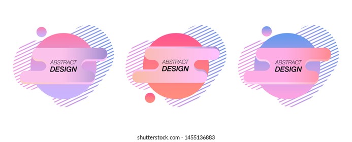 Abstract background. Set of liquid color  geometric shapes. Fluid gradient elements for minimal banner, logo, social, presentation, flyer, brochure,  template. Creative design. Vector illustration.