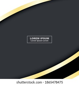fondo abstracto conjunto de tarjetas negras de lujo con arcos de regalo dorado cuadrado