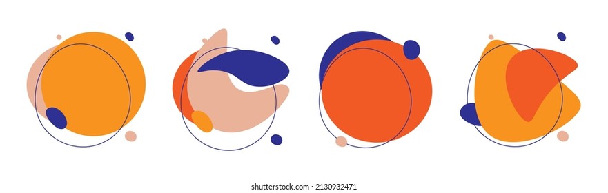 Abstract background set. Modern contemporary graphic design with minimalistic doodle shapes, vector social media post covers. Vector.