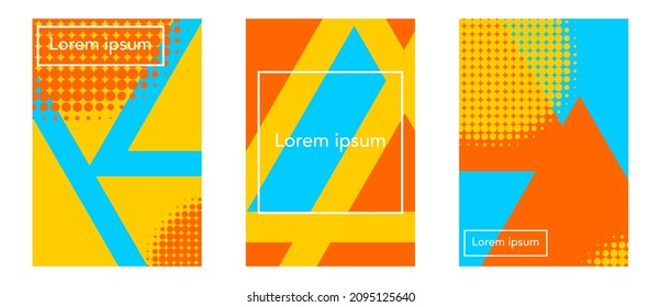 Abstract background set. Modern geometric layout in summer colors. Vector background.
