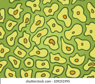 Abstract background from the set molecules of yellow on a green background, vector