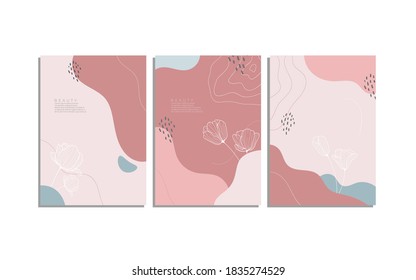 Abstrakter Hintergrund mit pastellfarbenen, handgezeichneten geometrischen Formen und Linien und tropischen Blättern Silhouetten. Gut geeignet für Deko-Wanddrucke, Decken, Einladung, Banner, Plakate, Flyer und andere.