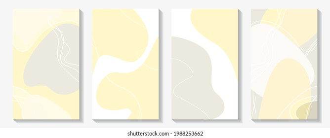 Abstract background. A set of sales covers. Gray, yellow, light gray, white. Smooth lines. Uneven spots. Vector illustration. Use to decorate books, notebooks, planners, flyers, calendars, etc. Eps 10