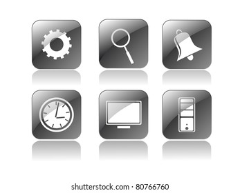 fondo abstracto con conjunto de seis iconos
