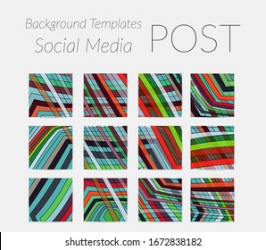 Abstract background set for social media post stories. Vector digital art backdrop. Wavy lines and grid texture. Optical art  pattern. Minimal modern design for marketing technology.