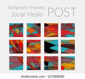Abstract background set for social media post stories. Vector digital art backdrop. Wavy lines and grid texture. Optical art  pattern. Minimal modern design for marketing technology.