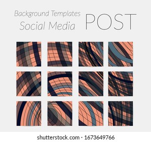 Abstract background set for social media post stories. Vector digital art backdrop. Wavy lines and grid texture. Optical art  pattern. Minimal modern design for marketing technology.