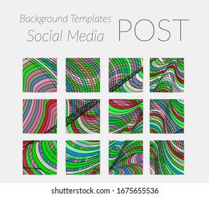 Antecedentes abstractos para las historias en los medios sociales. Fondo de arte digital vectorial. Líneas onduladas y textura de rejilla. Patrón de arte óptico. Diseño minimalista y moderno para la tecnología de marketing.